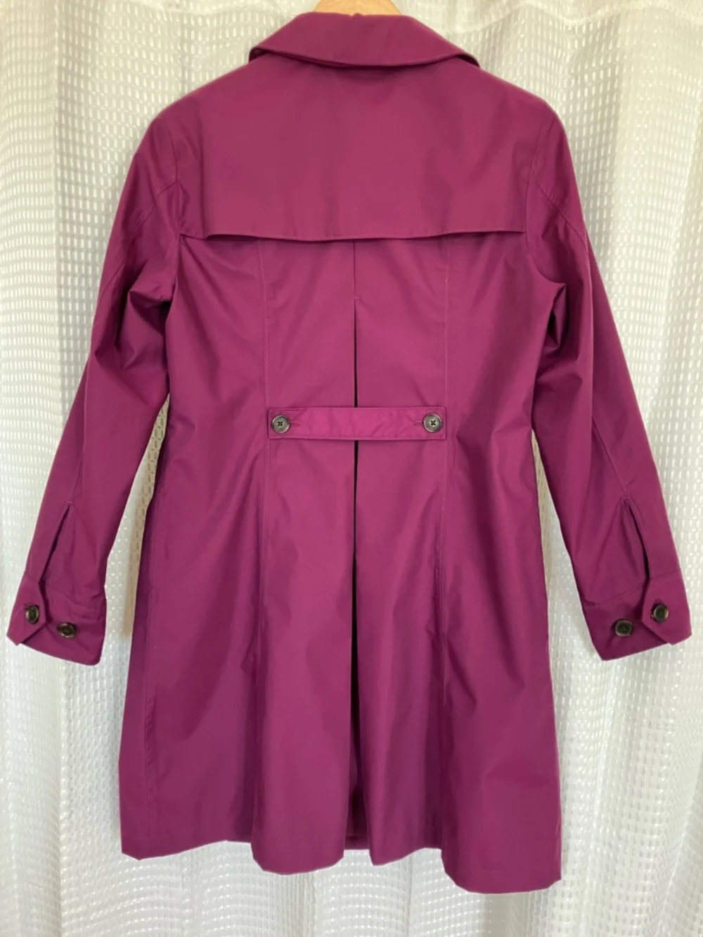Lands' End Fuchsia Purple Spring Raincoat Trench Jacket Coat Small - Picture 2 of 16